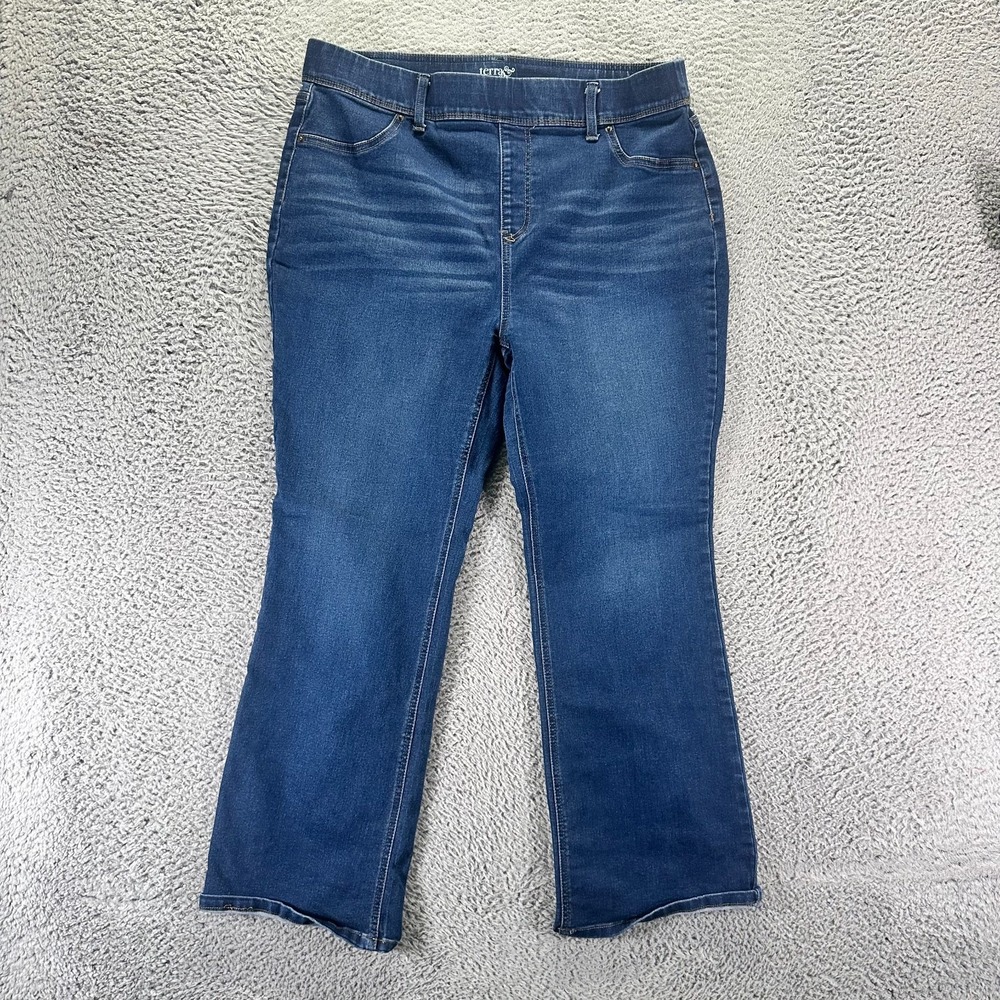 Terra & Sky Jeans Womens 1X Blue Cotton Denim Jagging Bootcut Whiskered Stretch